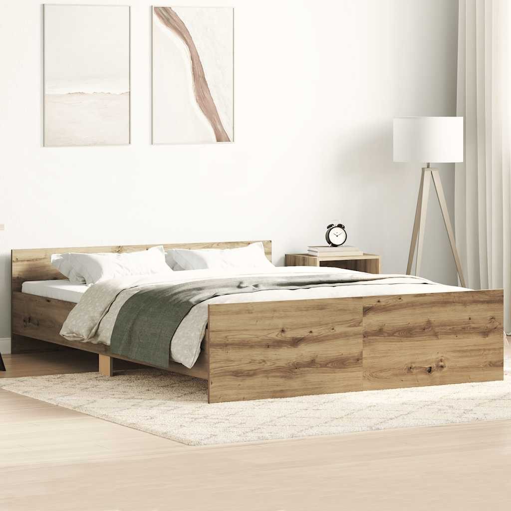 vidaXL Bettgestell vidaXL Bettgestell ohne Matratze Artisan-Eiche 150x200cm Holzwerkstoff