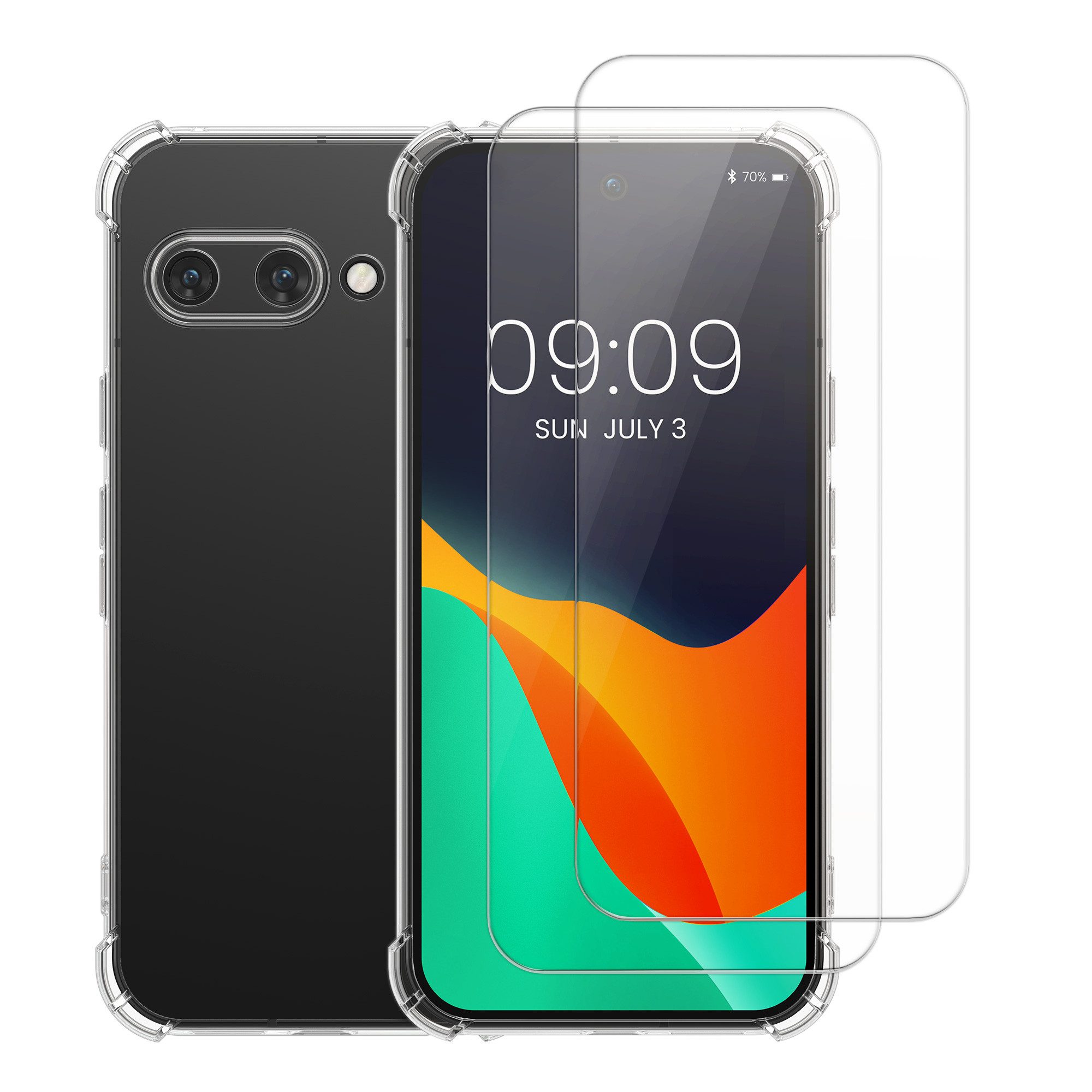kalibri Handyhülle Hülle für Google Pixel 9a Case, Handyhülle mit 2x Glas Schutz Folie - Cover Handyhülle