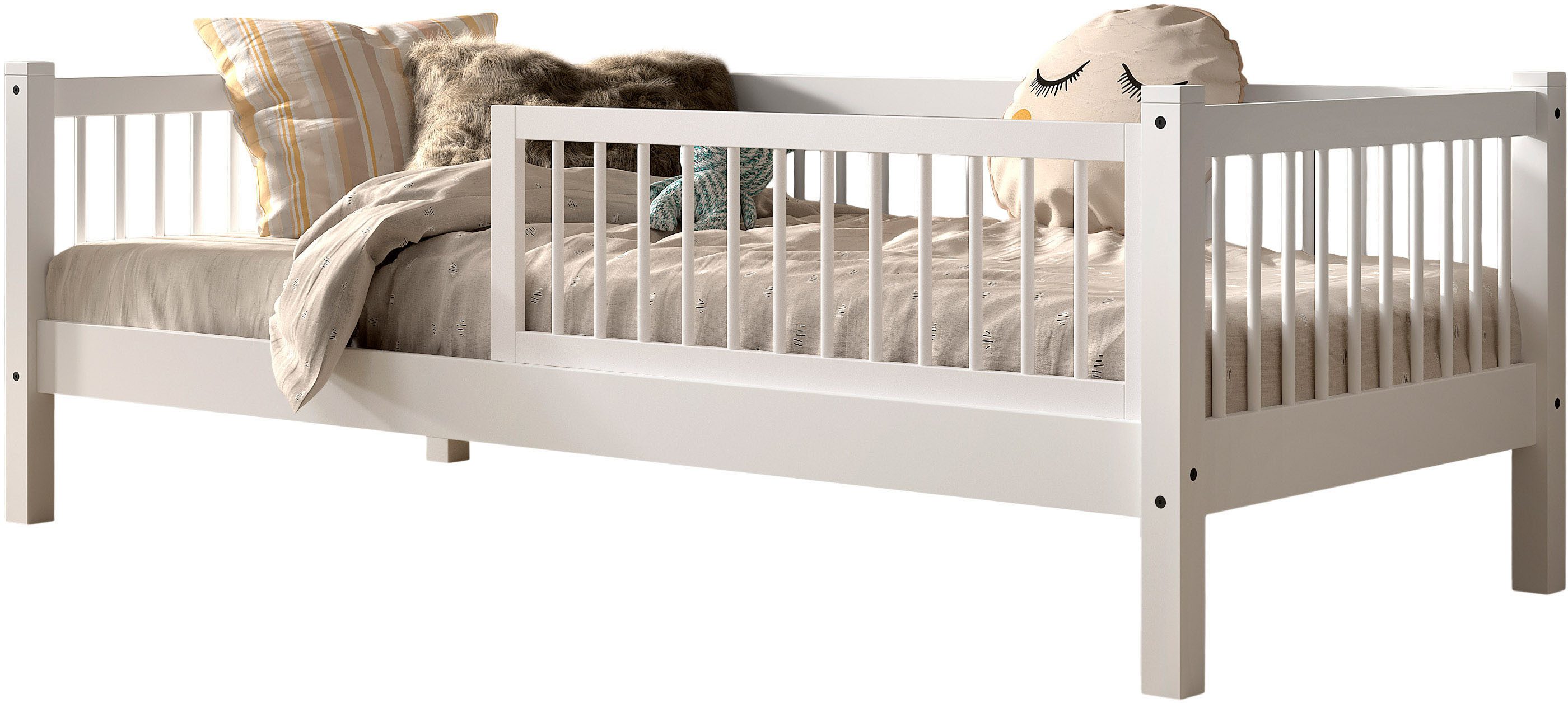 Daybett Forrest 90/200 aus massiver Buche stabil gebaut, weiß lackiert