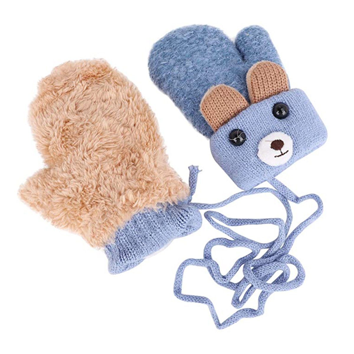 Juoungle Fäustlinge Kleinkind Warme Winter Fäustlinge Vollfinger-Ski-Schneehandschuhe, Blau