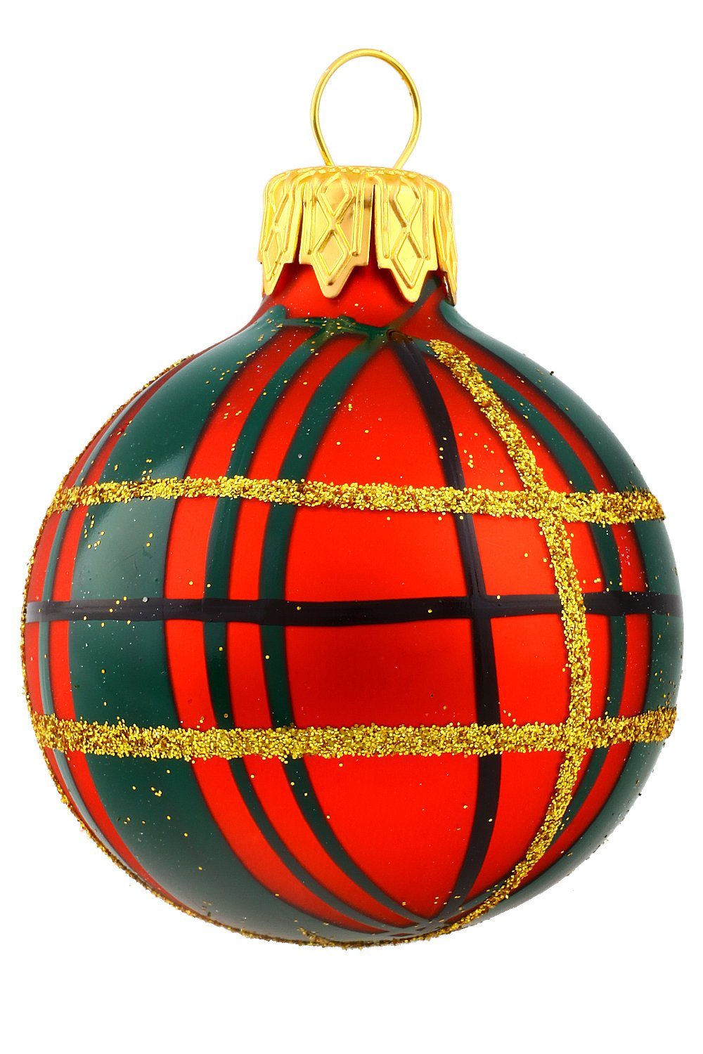 Weihnachtskontor Hamburger handdekoriert 6 cm - Dekohänger ∅, - Schottenmusterkugel mundgeblasen Weihnachtsbaumkugel