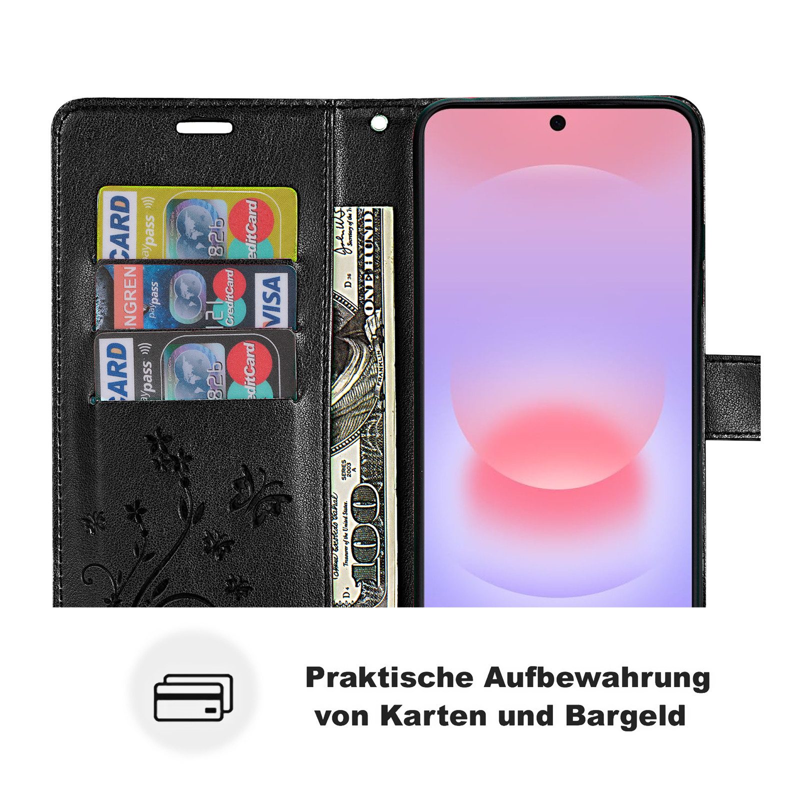 betterfon Handyhülle für Samsung Galaxy A37 / A36 Klapphülle mit Kartenfächern, Bookstyle-Hülle mit Magnetverschluss, Smartstand & Kunstleder – Bild 3 von 5