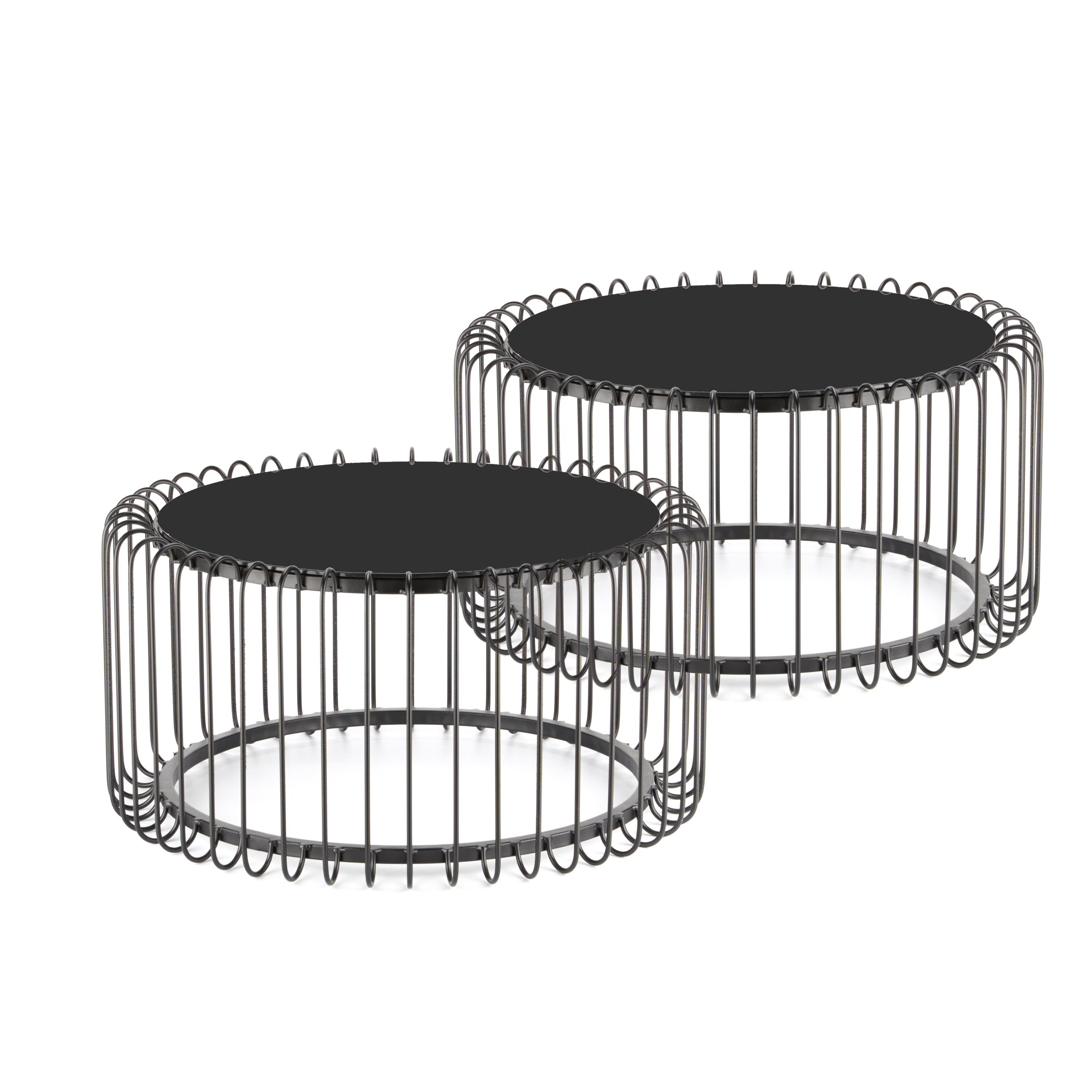 Couchtisch Beistelltisch, 2er Set, Glasplatte