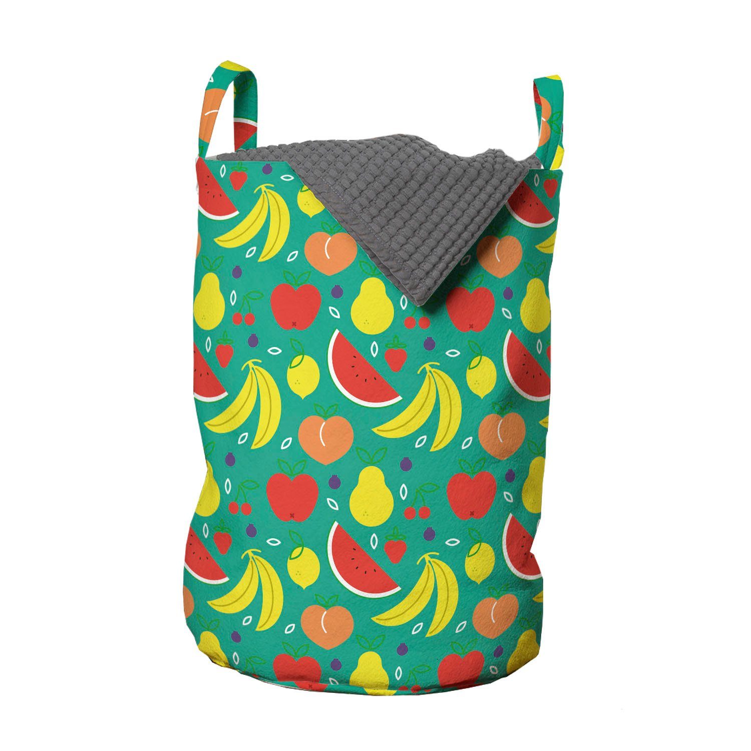 Abakuhaus Wäschesäckchen Wäschekorb mit Griffen Kordelzugverschluss für Waschsalons, Obst Sommerzeit gesunde Lebensmittel | Wäschesäcke