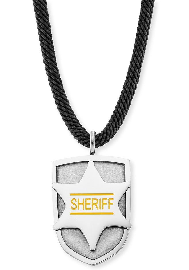 Herzengel Kette mit Anhänger Sheriff, HEN-SHERIFF, Aus Edelstahl mit  Emaille, kombiniert mit recyceltem Polyester