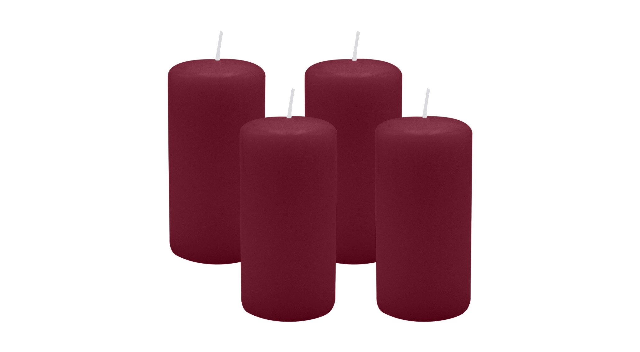 Kopschitz Kerzen Stumpenkerze 4er Set Stumpenkerzen/Adventskranzkerzen Bordeaux Ø 50 x 100 mm