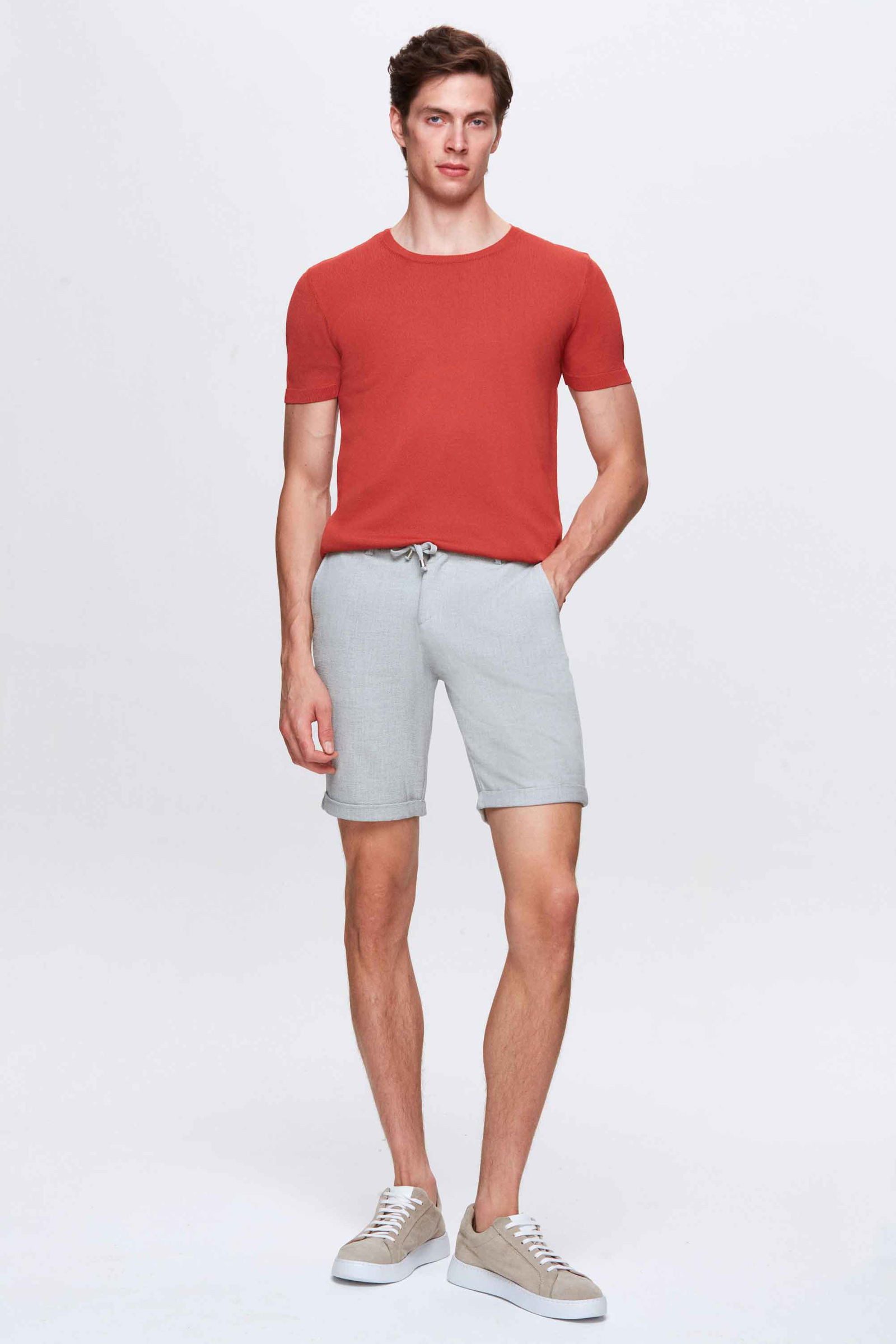 D'S DAMAT Shorts Ds Damat Elastischer Bund Kordelzug Gekrempelte Viskose-Jogging-Shorts
