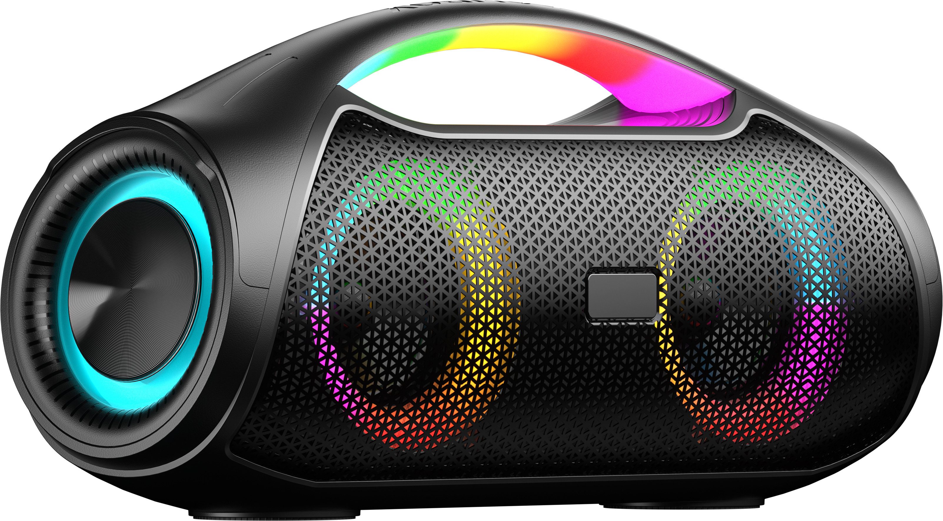 JTC-24 LED Bluetooth BoomBox30, 30W Stereo, RGB LED Beleuchtung Portable-Lautsprecher (30 W, 30 Watt Stereo Sound, Bluetooth, USB, AUX, microSD, LED Beleuchtung)