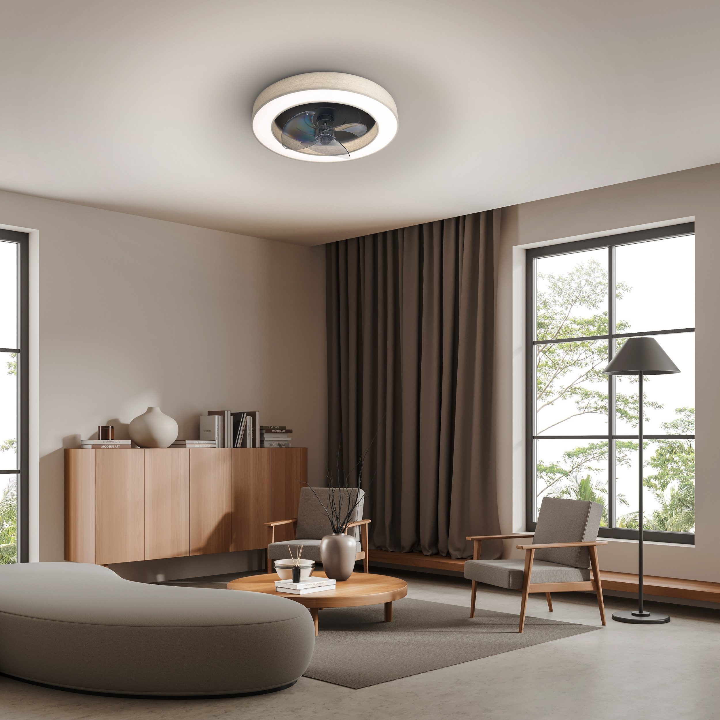 OTTO home LED Deckenleuchte Deckenventilator Vittor, CCT - über Fernbedienung, Dimmfunktion, Memoryfunktion, Nachtlichtfunktion, Ventilatorfunktion, mehrere Helligkeitsstufen, LED wechselbar, warmweiß - kaltweiß, inkl. Ventilator, dimmbar, CCT, Memory, Nachtlicht, Timer, IR-Fernbed.