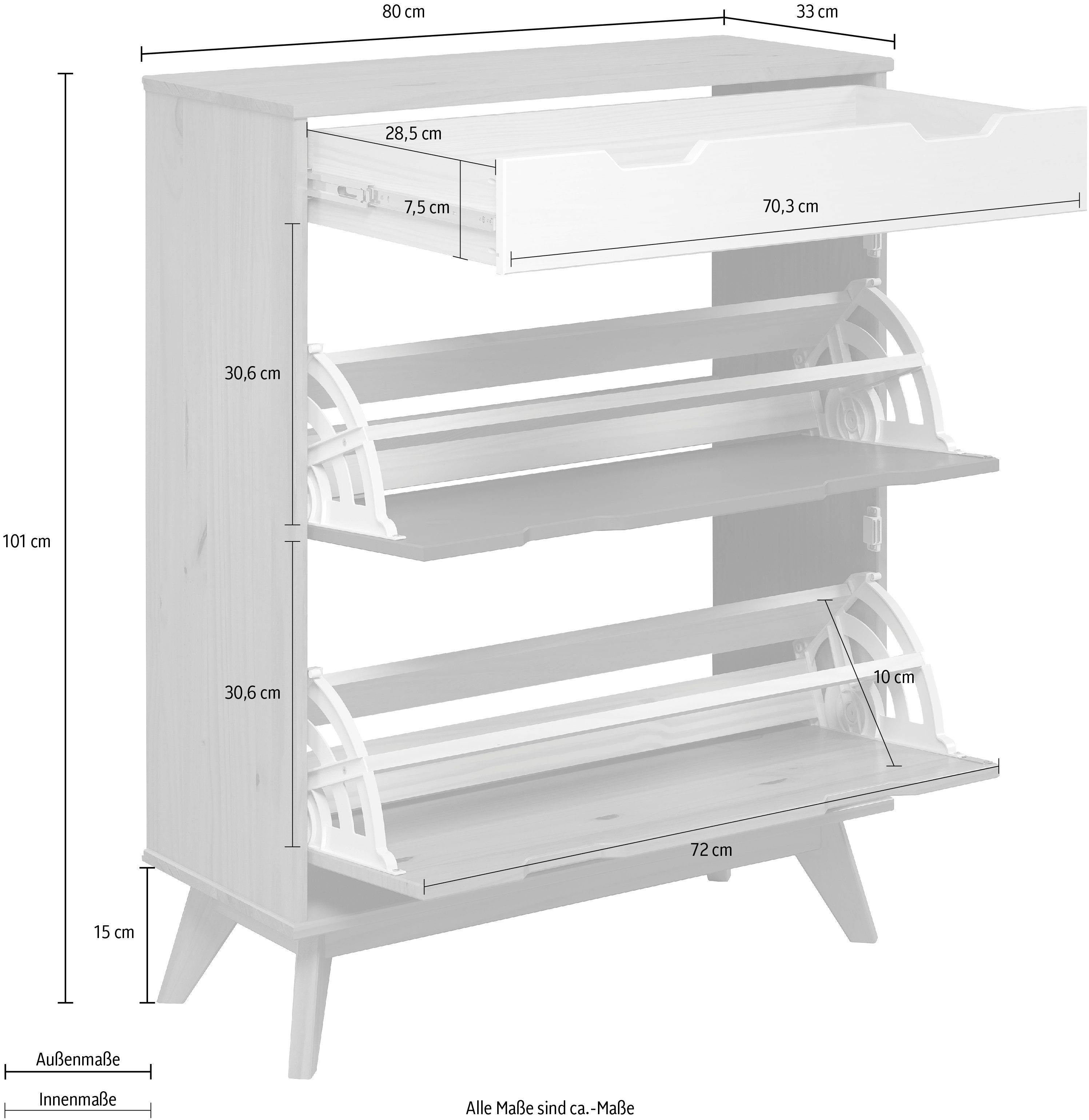 INTER-FURN Schuhschrank Scandik mit 2 Schuhschrank kleiner Klappen