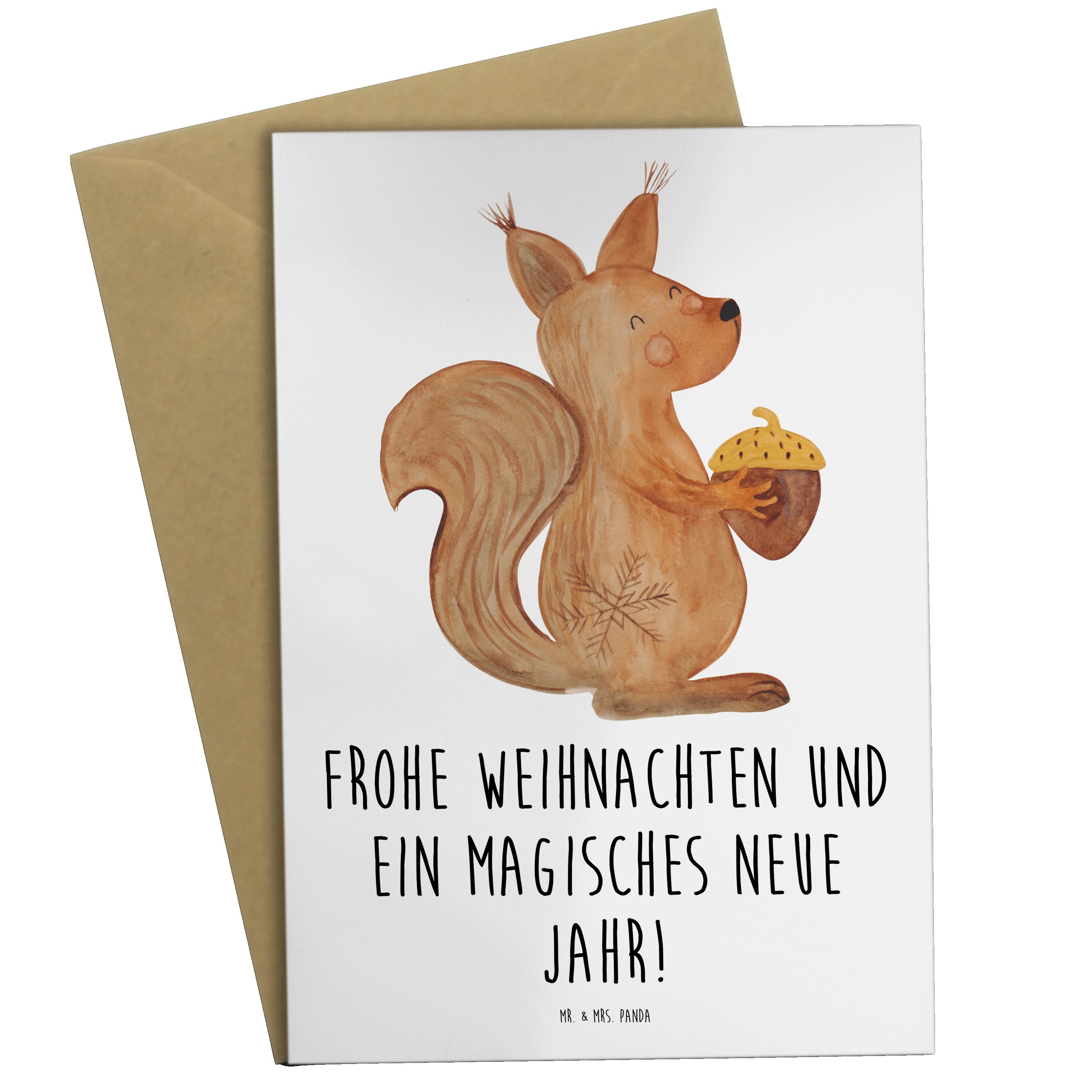 Mrs. Mr. & - Weihnachten Weiß Panda Nikolaus, Eichhörnchen - Geschenk, Grußkarte Hochzeitskarte