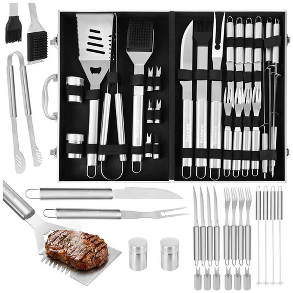 Kaminer Grillbesteck-Set Grillset Grillbesteck Grillutensilien, (Spar-Set, 26 tlg., XXL-Koffer), Grillwerkzeuge sind langlebig, hitzebeständig und einfache Reinigung