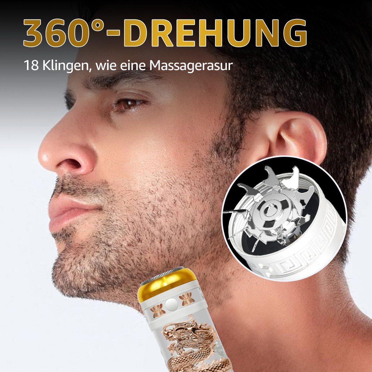 für 360° Herren, Bartschneider, rasierer LifeImpree Elektrorasierer Rotations