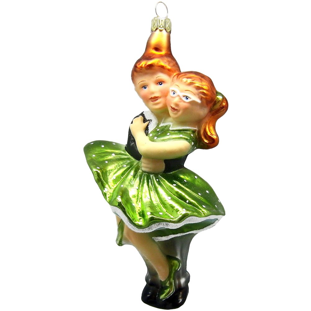 Thüringer Glasdesign Christbaumschmuck Tanzpaar Petticoat 15cm (1-tlg), mundgeblasen, handbemalt