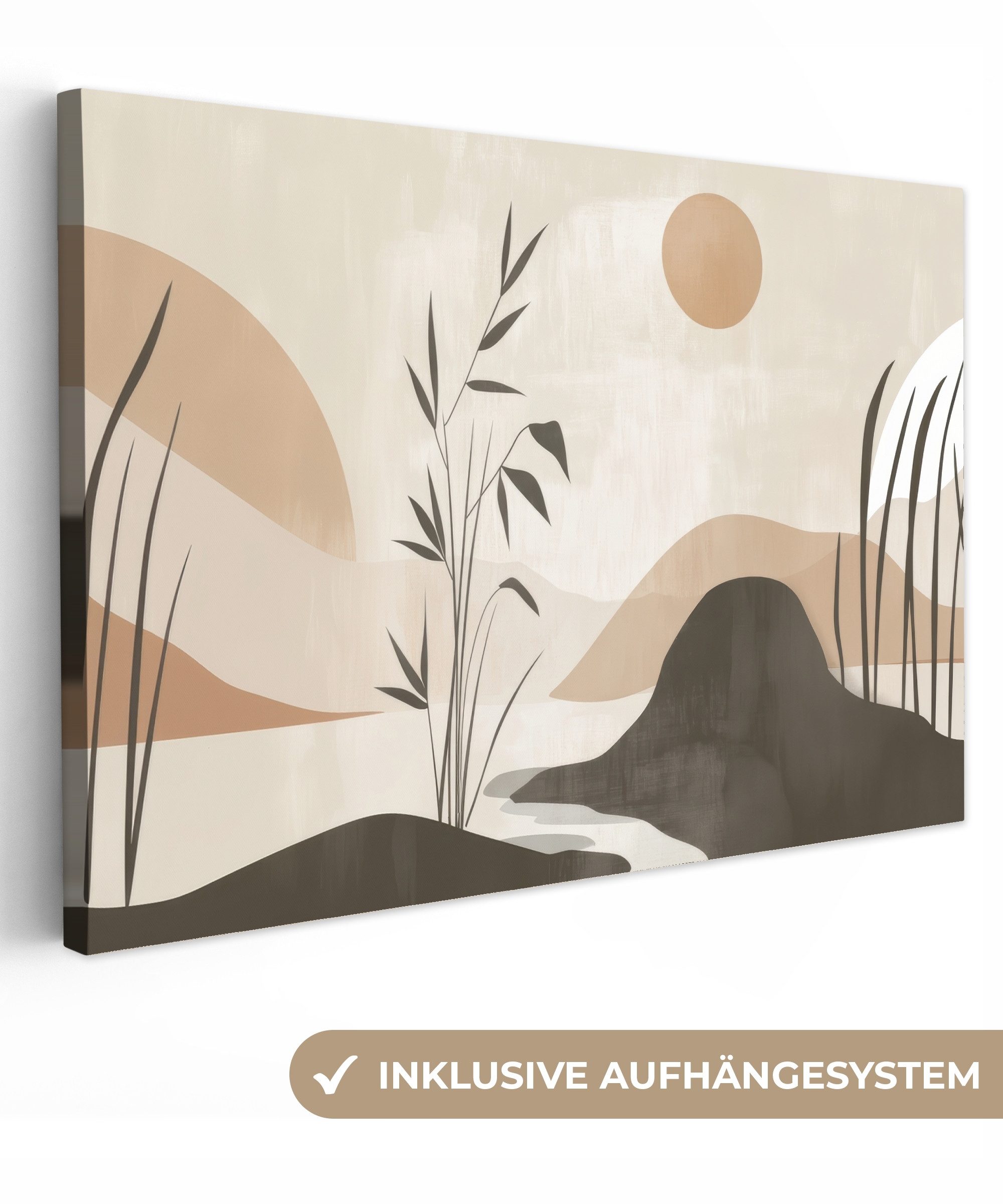 OneMillionCanvasses® Leinwandbild Japandi - Landschaft - Beige, Fotodruck ( günstig online kaufen