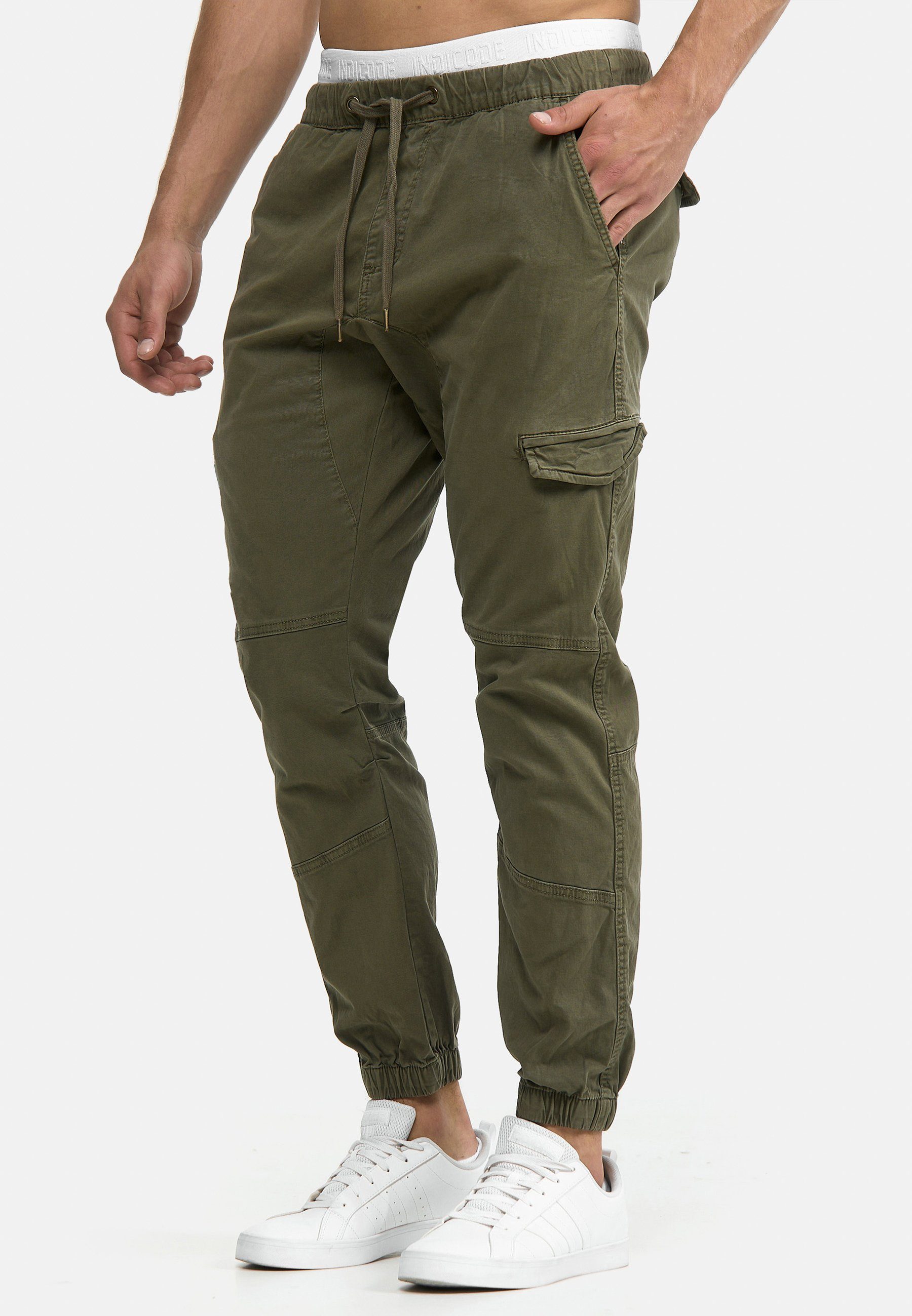 Indicode Cargohose Herren Levy Cargo Hose Herrenhose mit elastischem Bund und Kordelzug