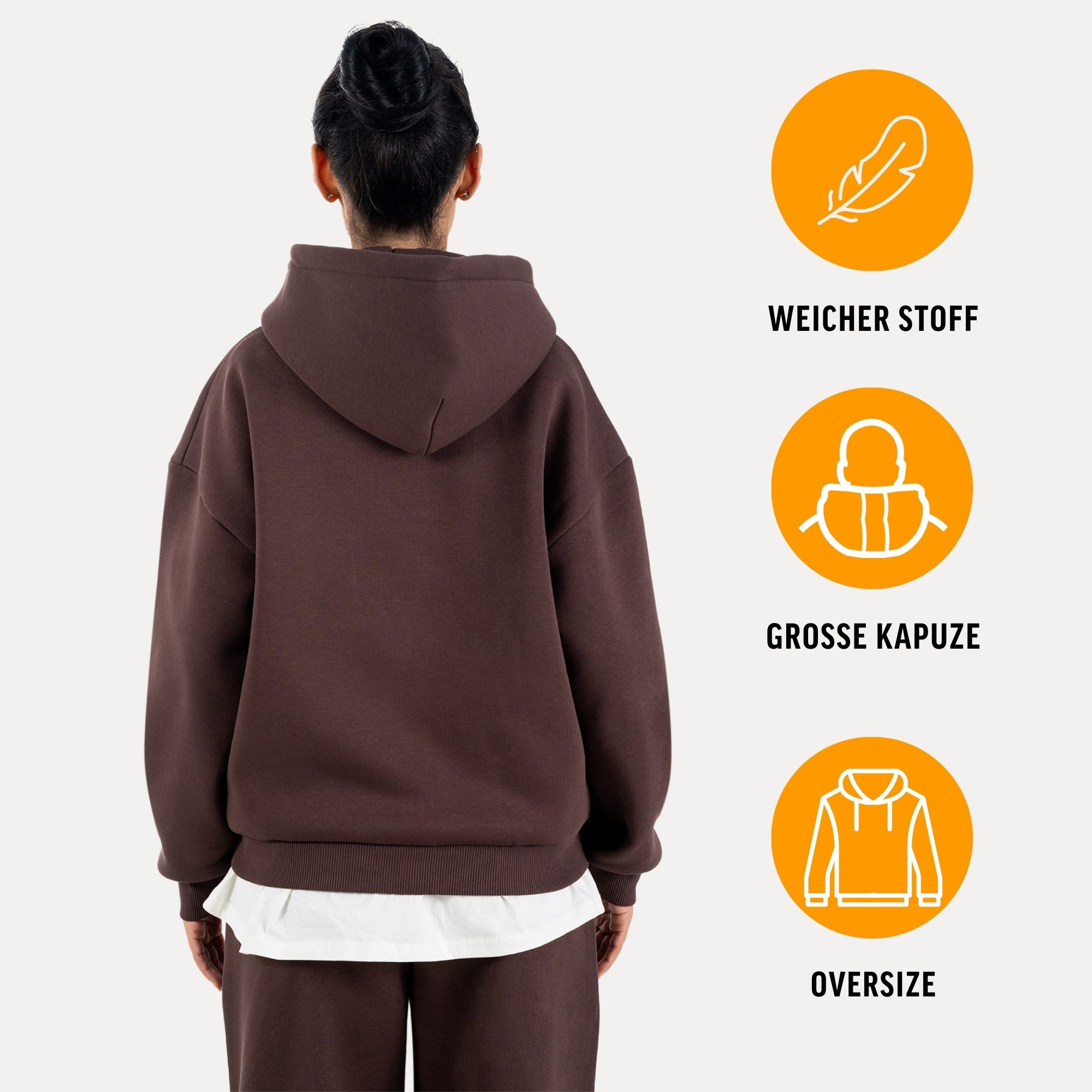 Smilodox Hoodie Thalea Kapuzenpullover Damen Oversize Fit mit Kängurutasche Relaxed Fit, Weiches Sweat Material, Logo-Stitching, Gym & Freizeit