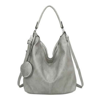 ITALYSHOP24 Schultertasche XXL Damen Tasche Schultertasche Shopper Hobo-Bag, ein Leichtgewicht, als Handtasche, Henkeltasche tragbar