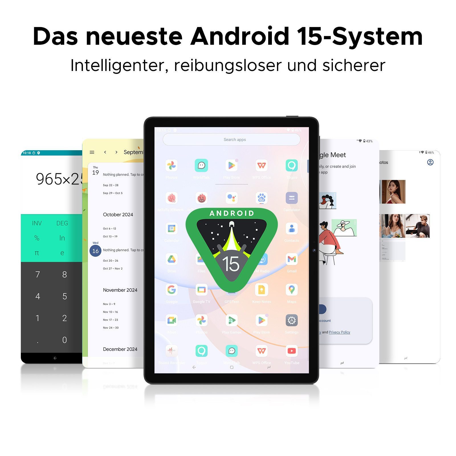 DOOGEE U11 Android Tablet 11 Zoll, 8580mAh, 4GB+128GB/2TB, Gemini AI, 90Hz Tablet (11", 4 GB, Android 15, 13MP+5MP,Octa-Core Tablets PC 2.4G/5G WLAN /GPS/Face ID/OTG)