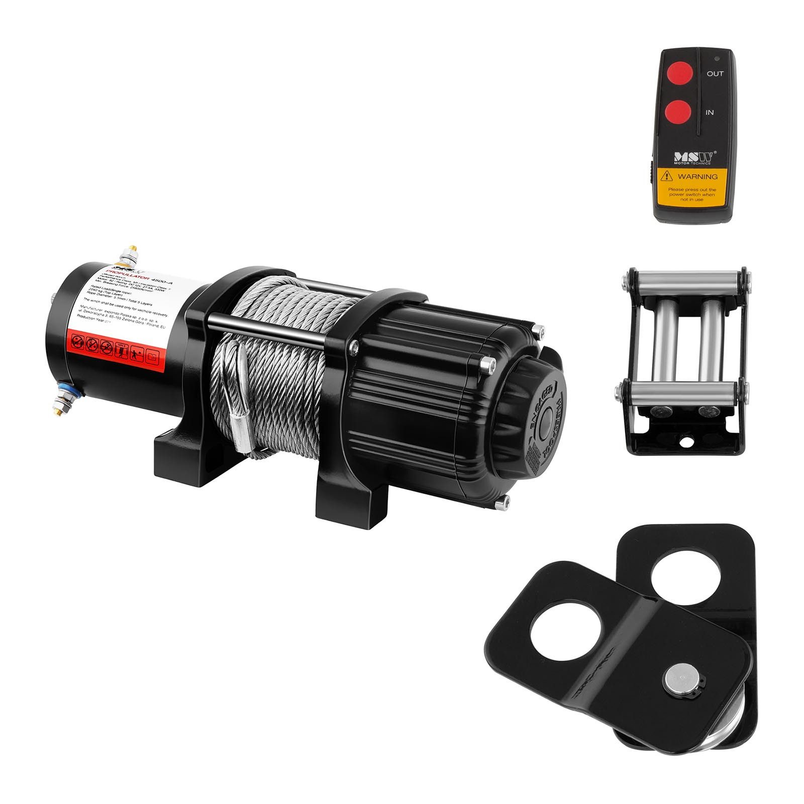 MSW Seilwinde 4310 kg 12 V Elektrische Seilzug Offroad Motorwinde