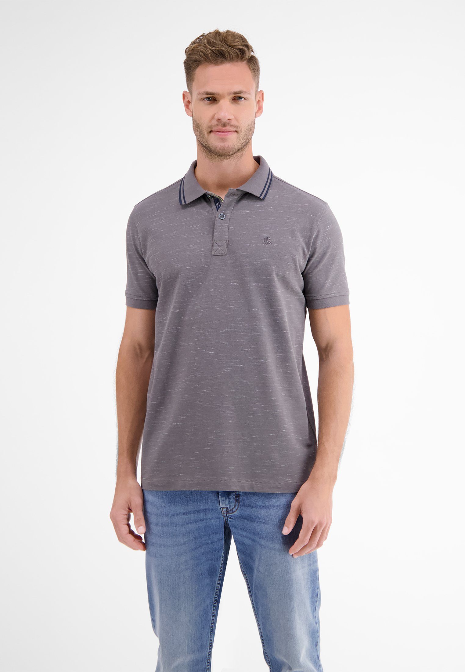 LERROS Poloshirt LERROS Poloshirt in GREY Two-Tone-Piqué BASALT