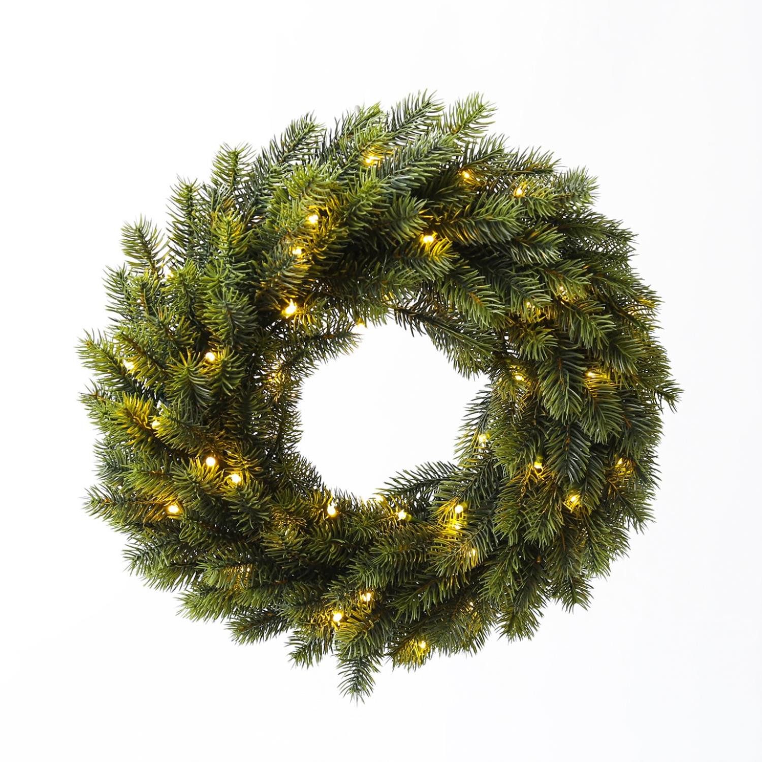 Dekokranz LED Tannenkranz Türkranz Adventskranz beleuchtet Timer Batterie 40cm