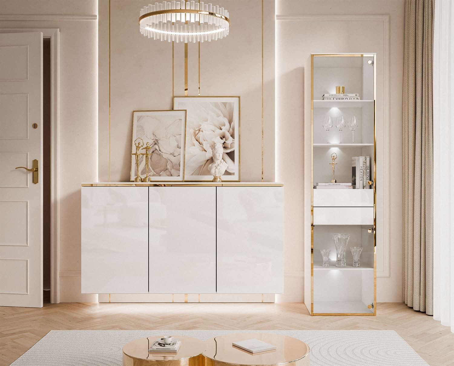 ALLHOUSE24 Wohnzimmer-Set PEONY weiß Hochglanz/ weiß günstig online kaufen