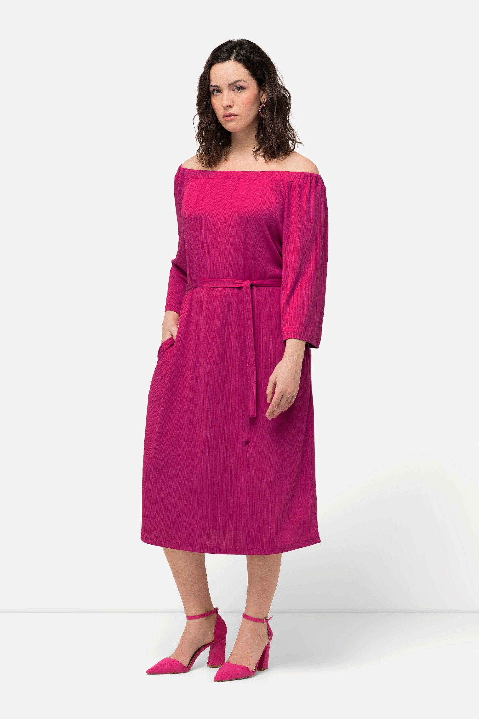 Ulla Popken Jerseykleid Midikleid Strukturjersey schulterfrei günstig online kaufen