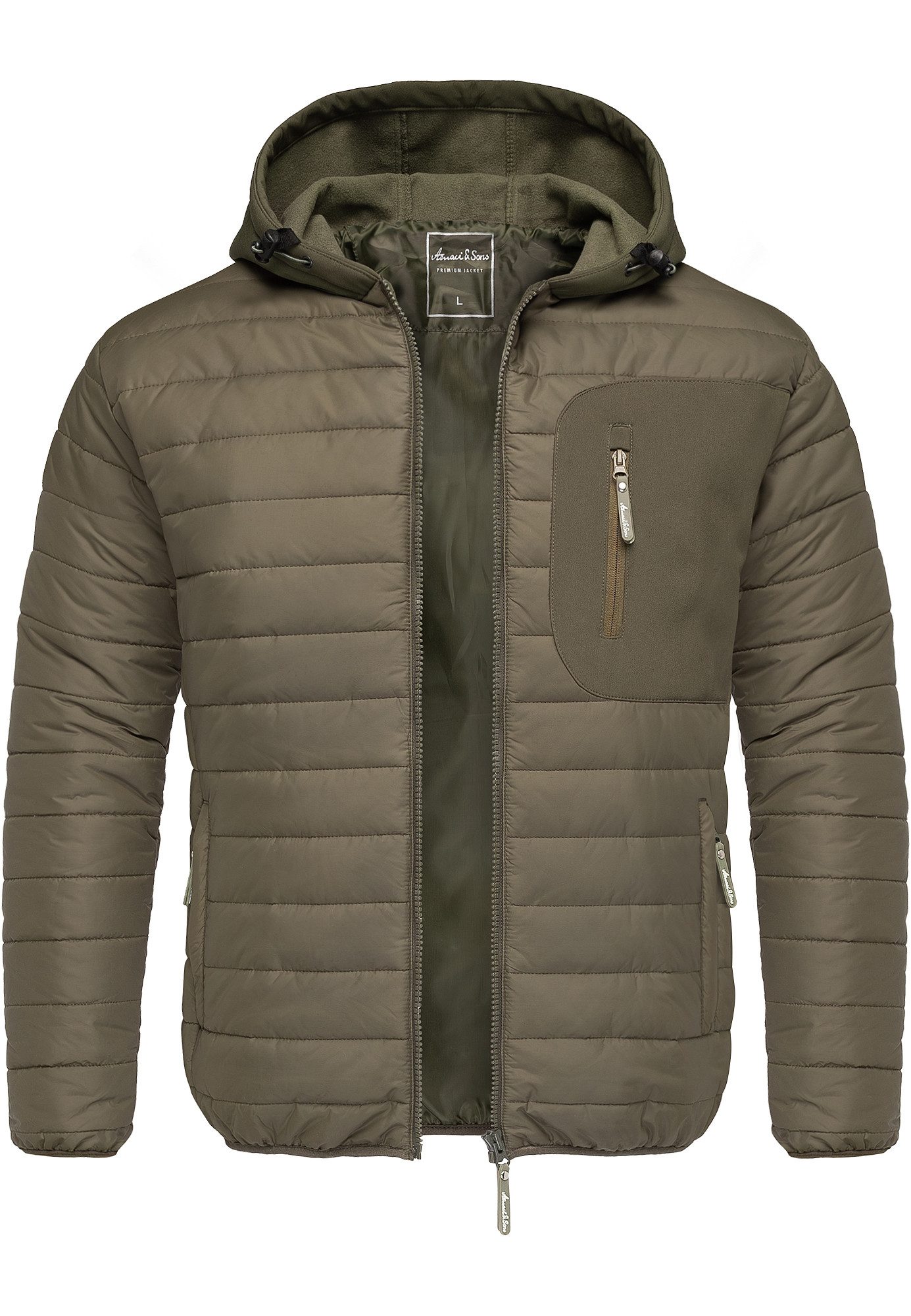 Amaci&Sons Steppjacke MACON Hybrid Steppjacke Hybrid Softshell Herren Outdoor Kapuzen Jacke