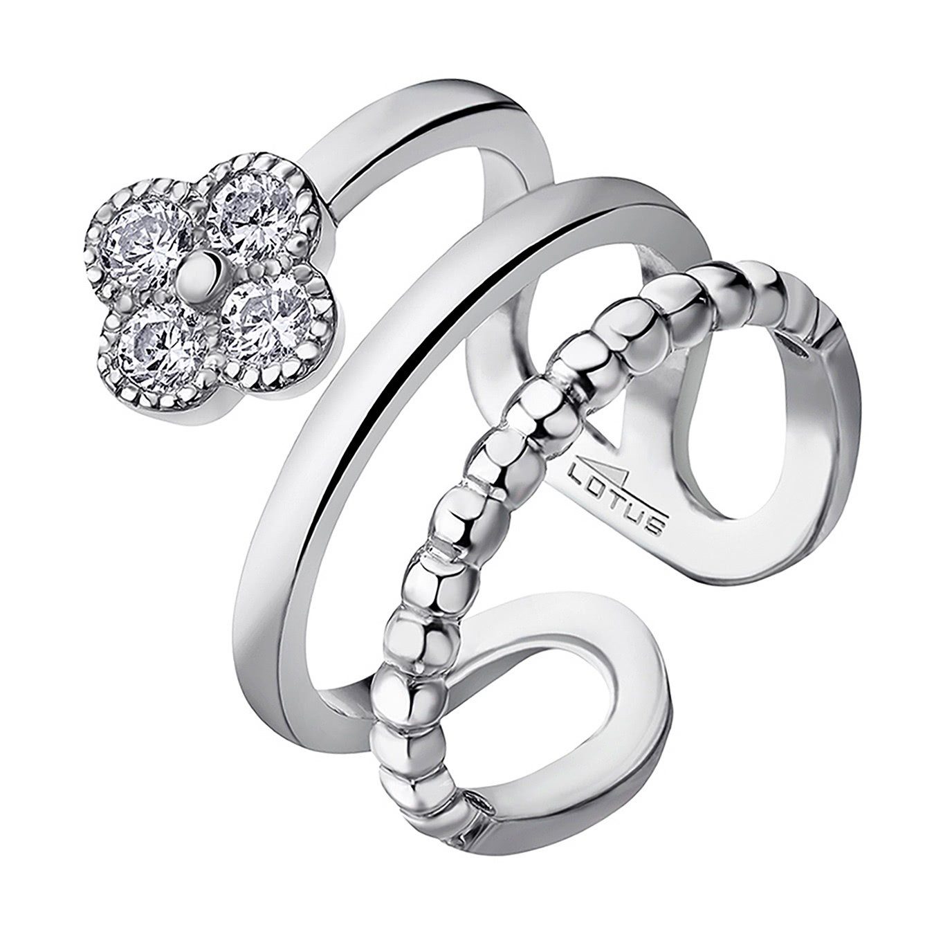 LOTUS SILVER Silberring Lotus Silver Blume Ring LP1612-3/1 (Fingerring), Ringe für Damen 925 Sterling Silber, silber, weiß