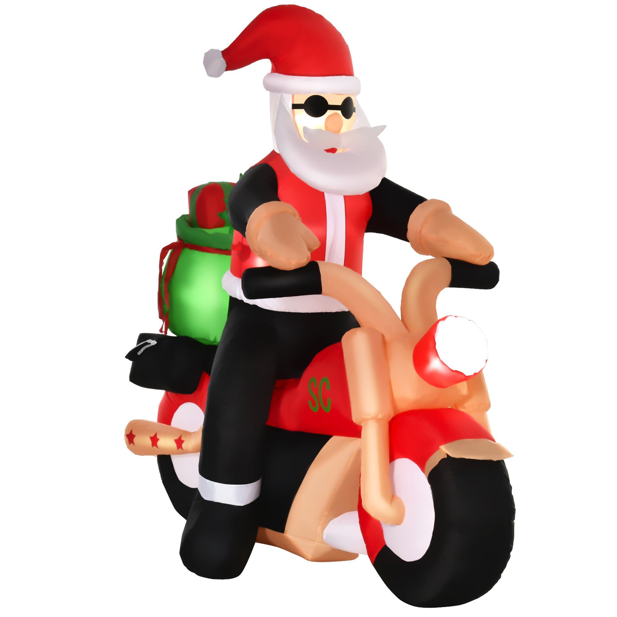 HOMCOM Weihnachtsfigur Aufblasbarer Weihnachtsmann