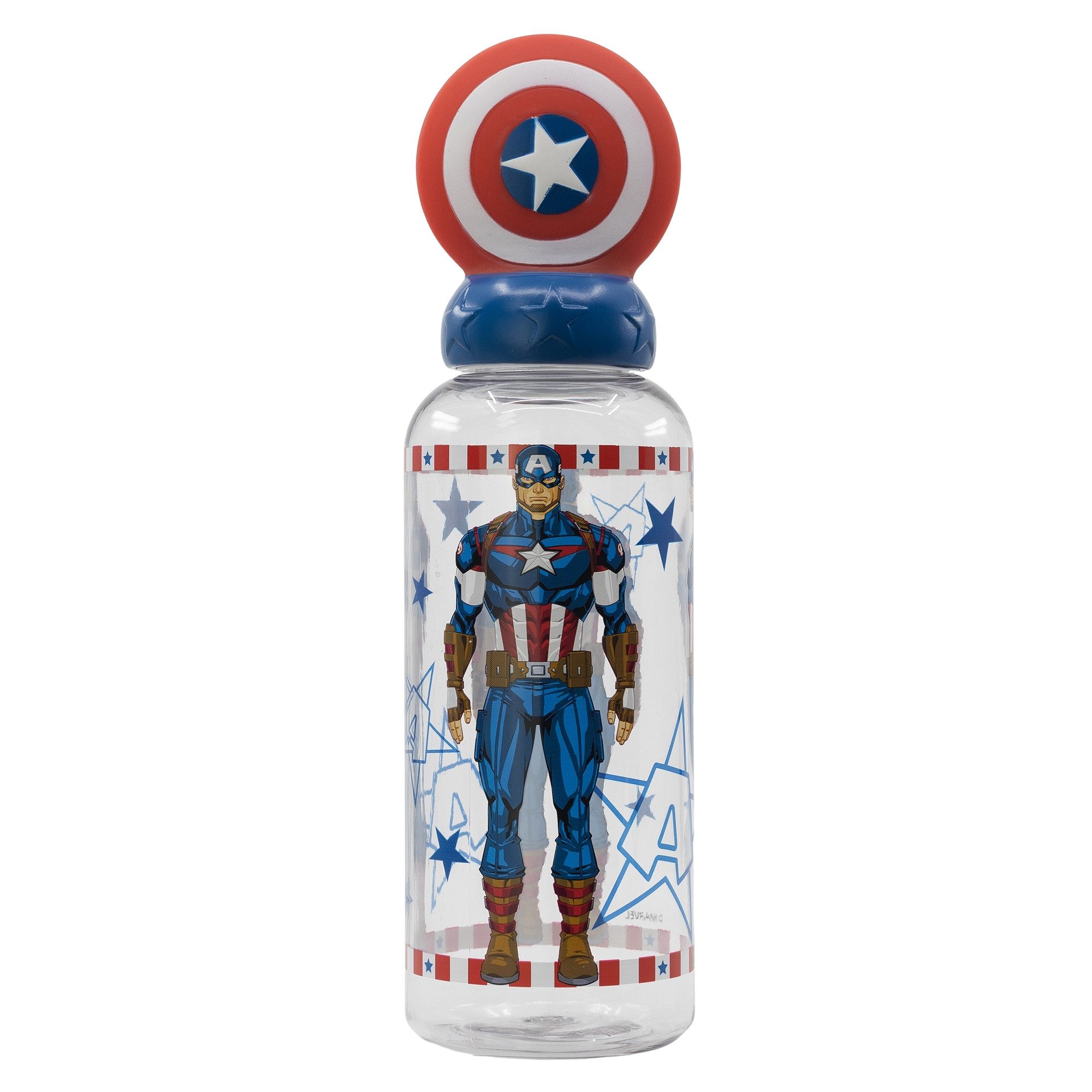 MARVEL Trinkflasche Marvel Avengers Captain America 3D Kopf Wasserflasche Flasche, 560 ml