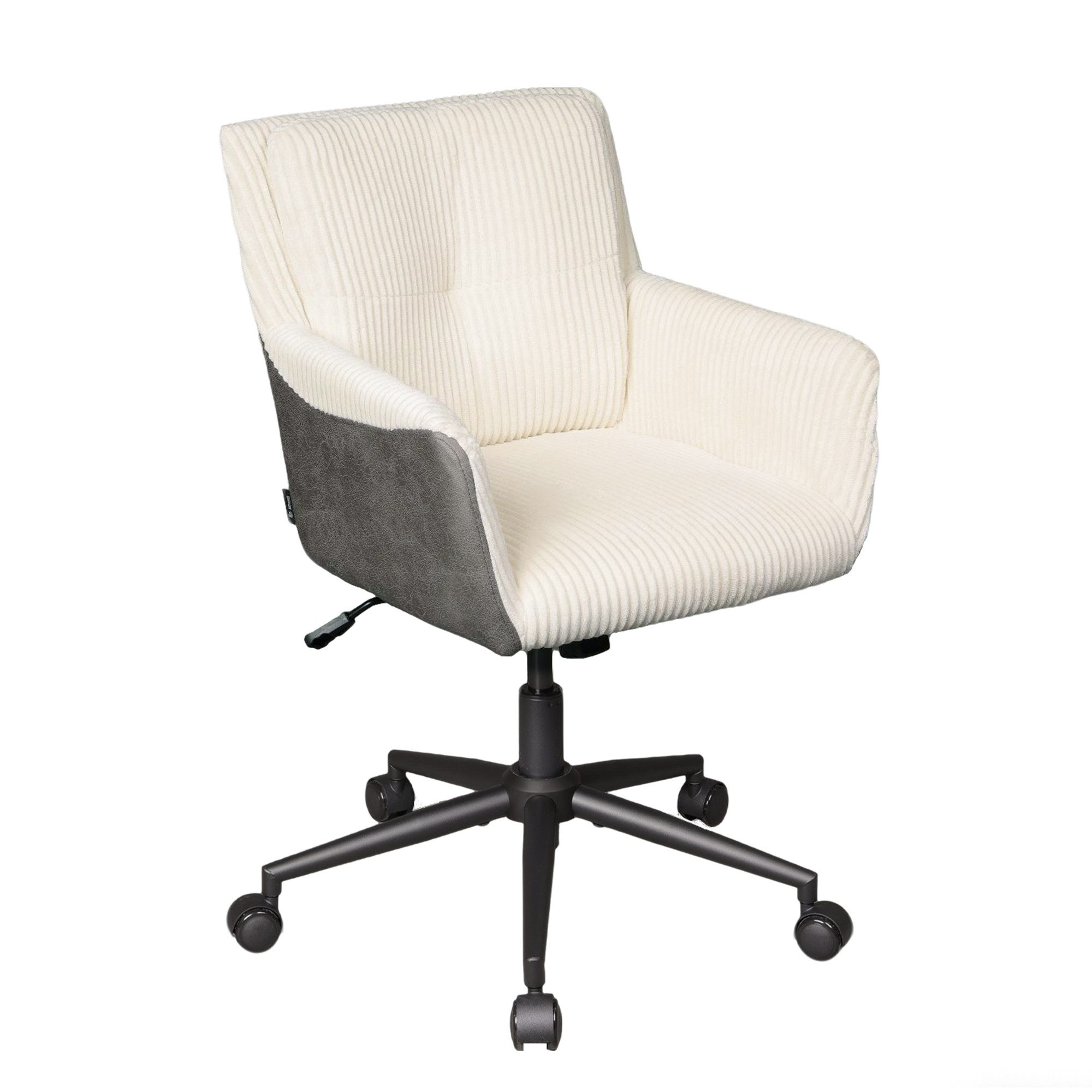 DEVAISE Drehstuhl Bürostuhl, Homeoffice Stuhl, höhenverstellbar & ergonomisch (Packung), Schminkstuhl mit 360° Rollen, Modernes Design für Schlafzimmer