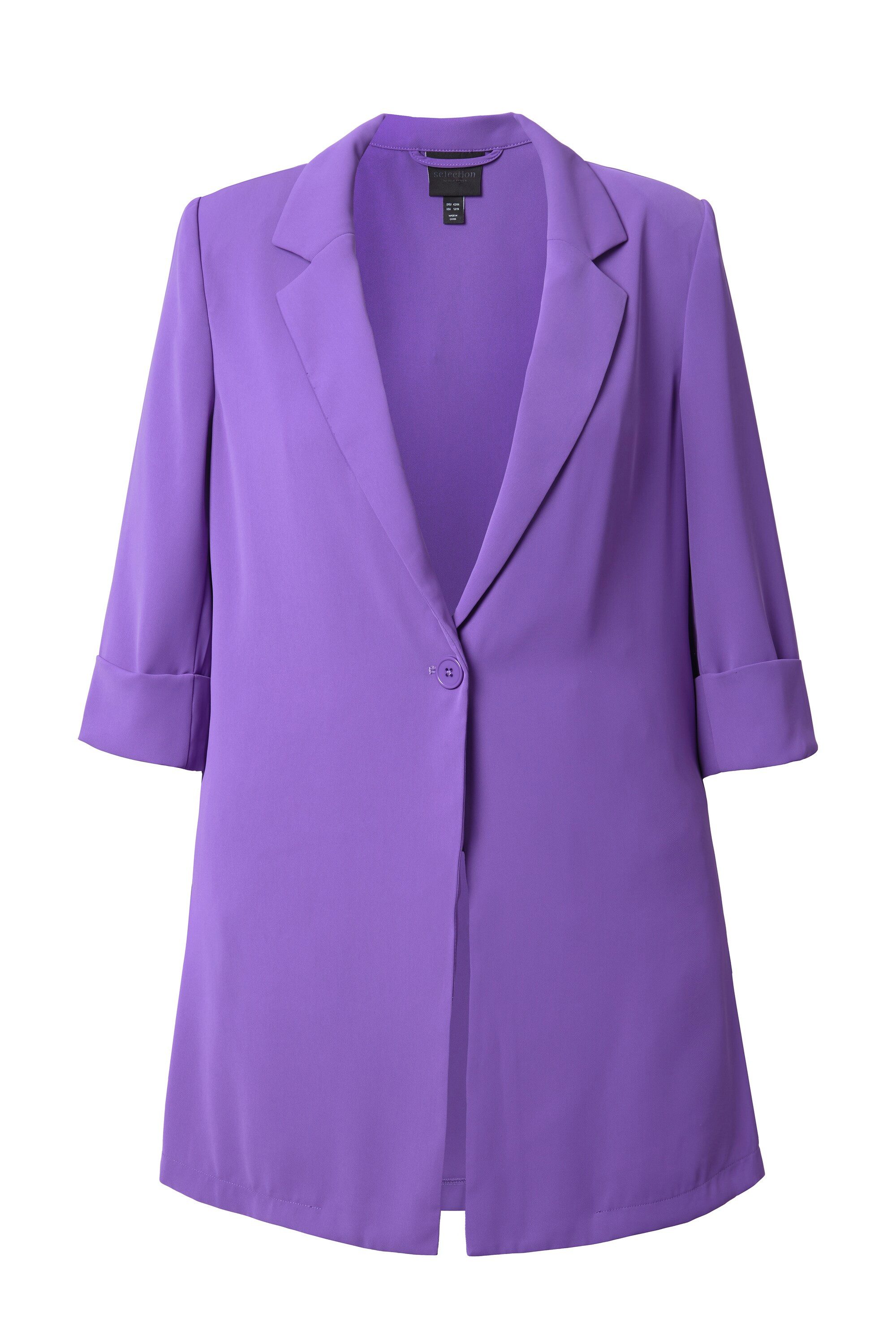 Ulla Popken Blusenblazer Blazer Reverskragen Seitenschlitze 3/4-Arm günstig online kaufen