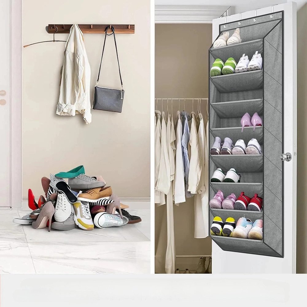 Coonoor Schuhregal Hängende Schuhaufbewahrung, Schuh-Organizer über der Tür, mit Haken-Schuhaufbewahrungsregal für Schuhe, Wohnaccessoires usw – Bild 5 von 5