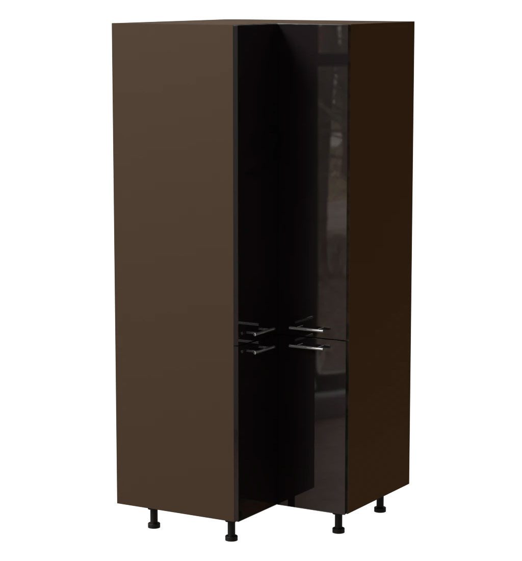 Feldmann-Wohnen Vorratsschrank Essen (D24N/207, 4 Türen, innen 5 Fächer, 1-St., moderne Optik, Acrylfronten mit Glaseffekt) lava / schwarz Hochglanz