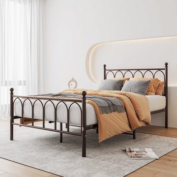 REDOM Metallbett Einzelbett mit Lattenrost, 120 x 200 cm, Braun