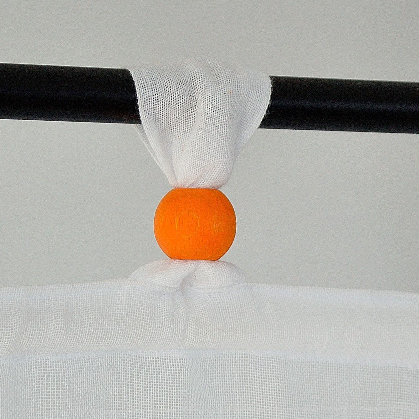 Raffrollo Brondby Kutti, Boule, freihängend, Schlaufen orange Schlaufen, halbtransparent, mit Polyester