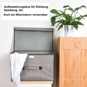 U.Uberlux Aufbewahrungsbox 3x Aufbewahrungsbox mit Deckel grau, Aufbewahrungskiste Set, Klettverschluss, faltbar