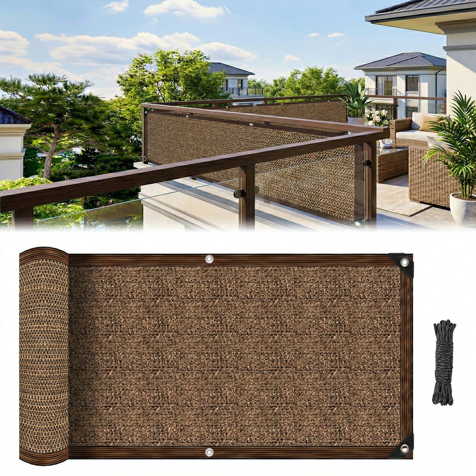 Lapalife Balkonsichtschutz Schattierungsnetz HDPE Seitenmarkise, 95% UV-Schutz Sichtschutz Balkon Mit Ösen, für Auto, Garten, Gewächshaus, Camping