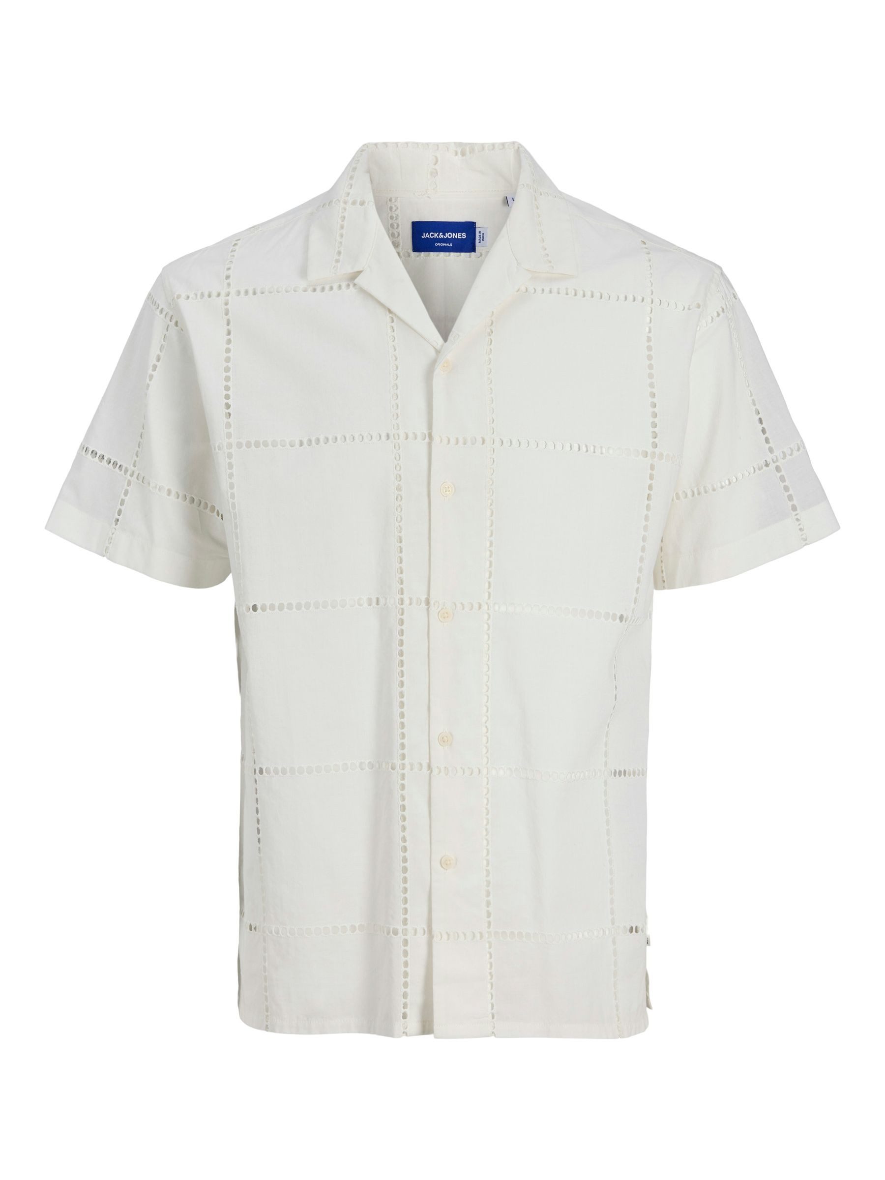Jack & Jones Kurzarmhemd Modisches kurzärmeliges Design mit Lochmuster JORSUMMER LUKE ANGLAISE RESORT SHIRT SS