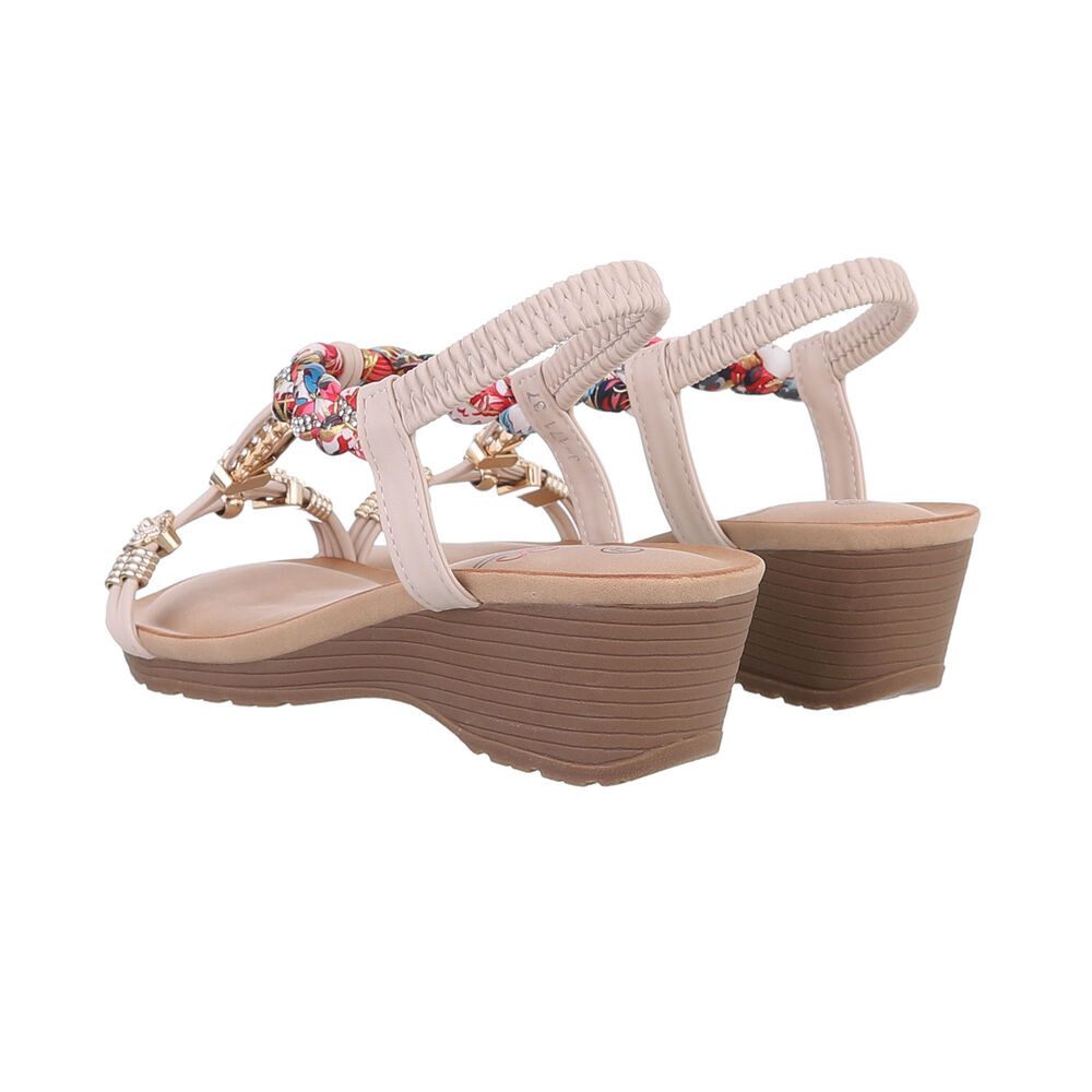 Ital-Design Damen Freizeit Keilsandalette (86016743) Keilabsatz/Wedge Keilsandaletten in Beige