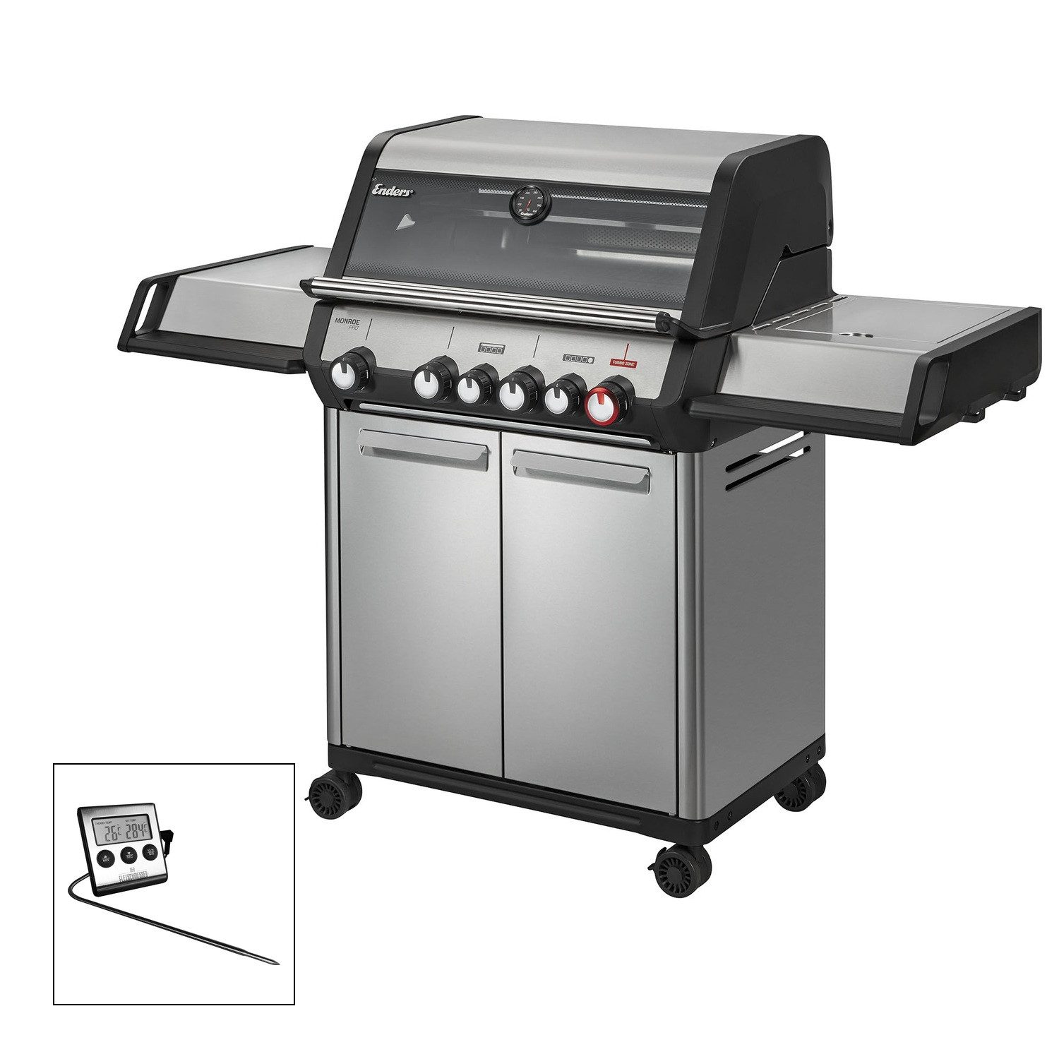 Enders® Gasgrill Monroe Pro 4 SIKR Turbo Gas Grill - Gasgrill 4 Brenner Edelstahl