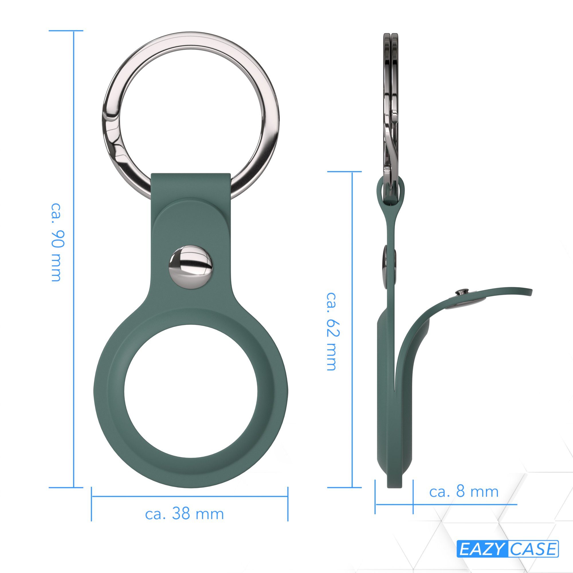 CASE aus Hülle Ring Nacht mit Apple EAZY flexibel Anhänger Airtags kompatibel Silikon Schlüsselanhänger Schlüssel Grün AirTag, Tasche