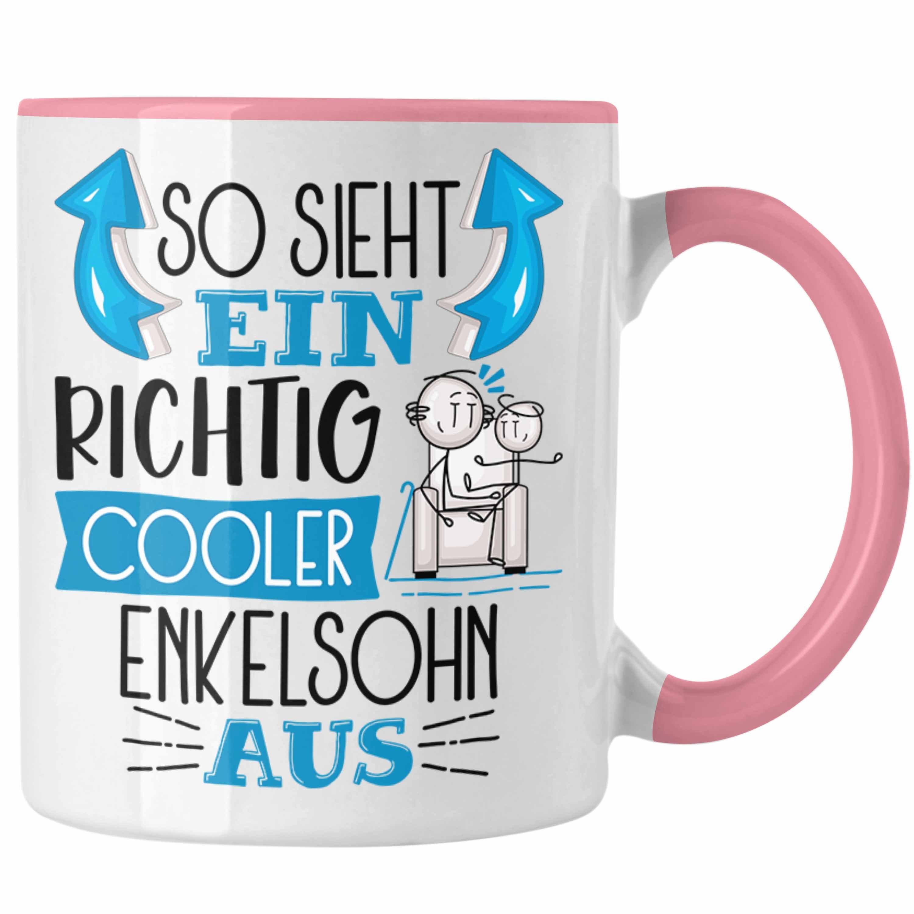 Trendation Tasse Enkelsohn Tasse Geschenk So Sieht Ein RIchtig Cooler Enkelsohn Aus Ge Rosa