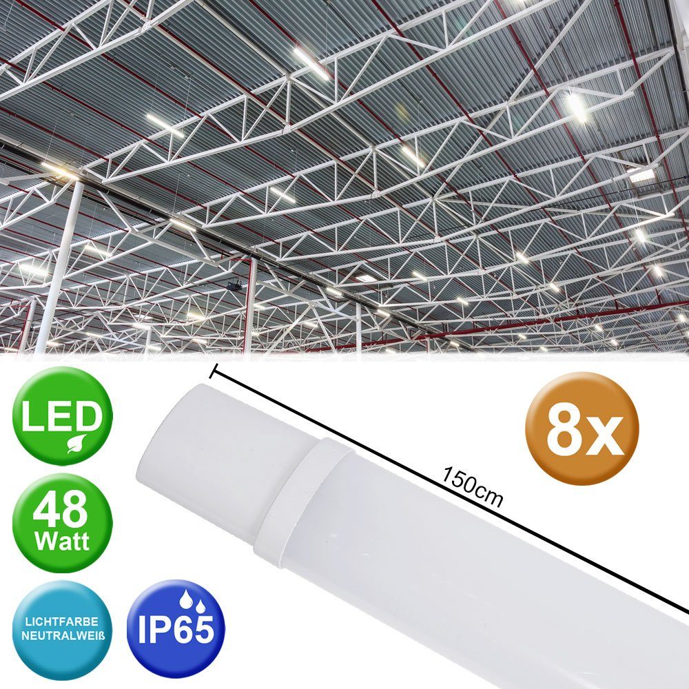 8x  LED Wannen Decken Hallen Lampen Werkstatt Industrie Garage Leuchten Keller 