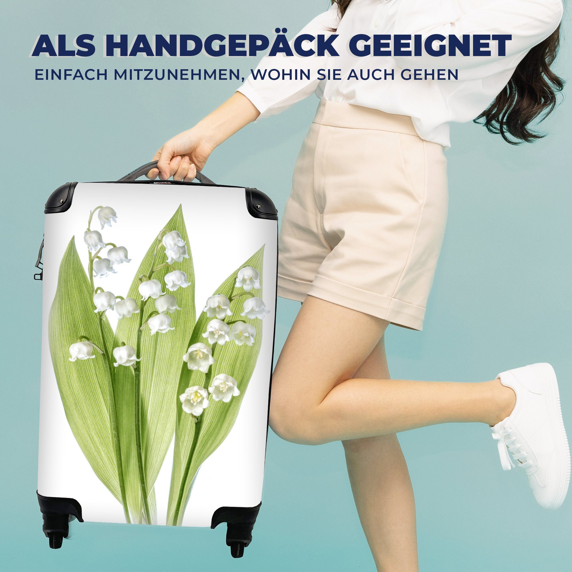 weißen 4 der Blüten für Reisetasche Porträt Ein Handgepäckkoffer MuchoWow Reisekoffer Rollen, mit der von Lilie Handgepäck Dalen, Ferien, Trolley, rollen,