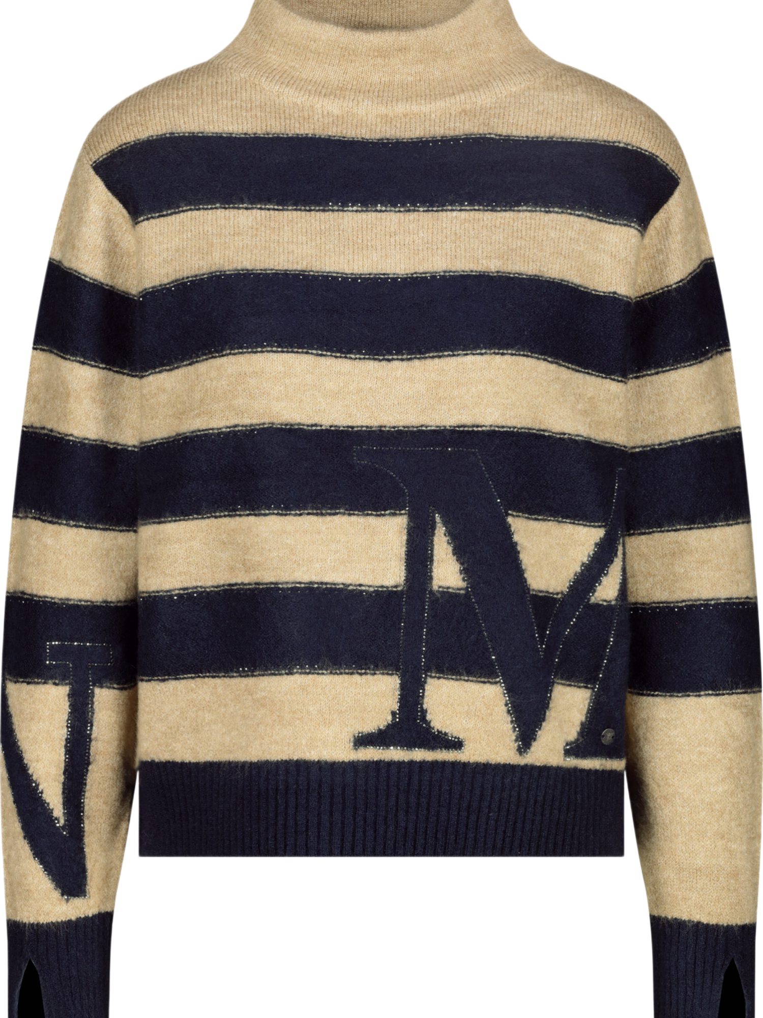 Monari Strickpullover blau,Casual,Polyacryl,Gestreift,Stehkragen,Lang,Regular Fit