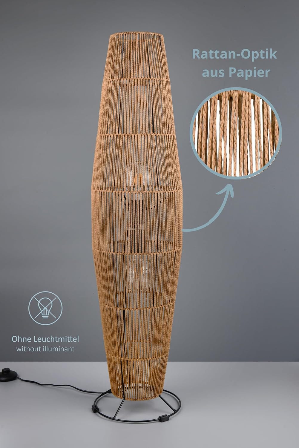 lightling Stehlampe Mikael, ohne Leuchtmittel, Rattan-Optik, günstig online kaufen