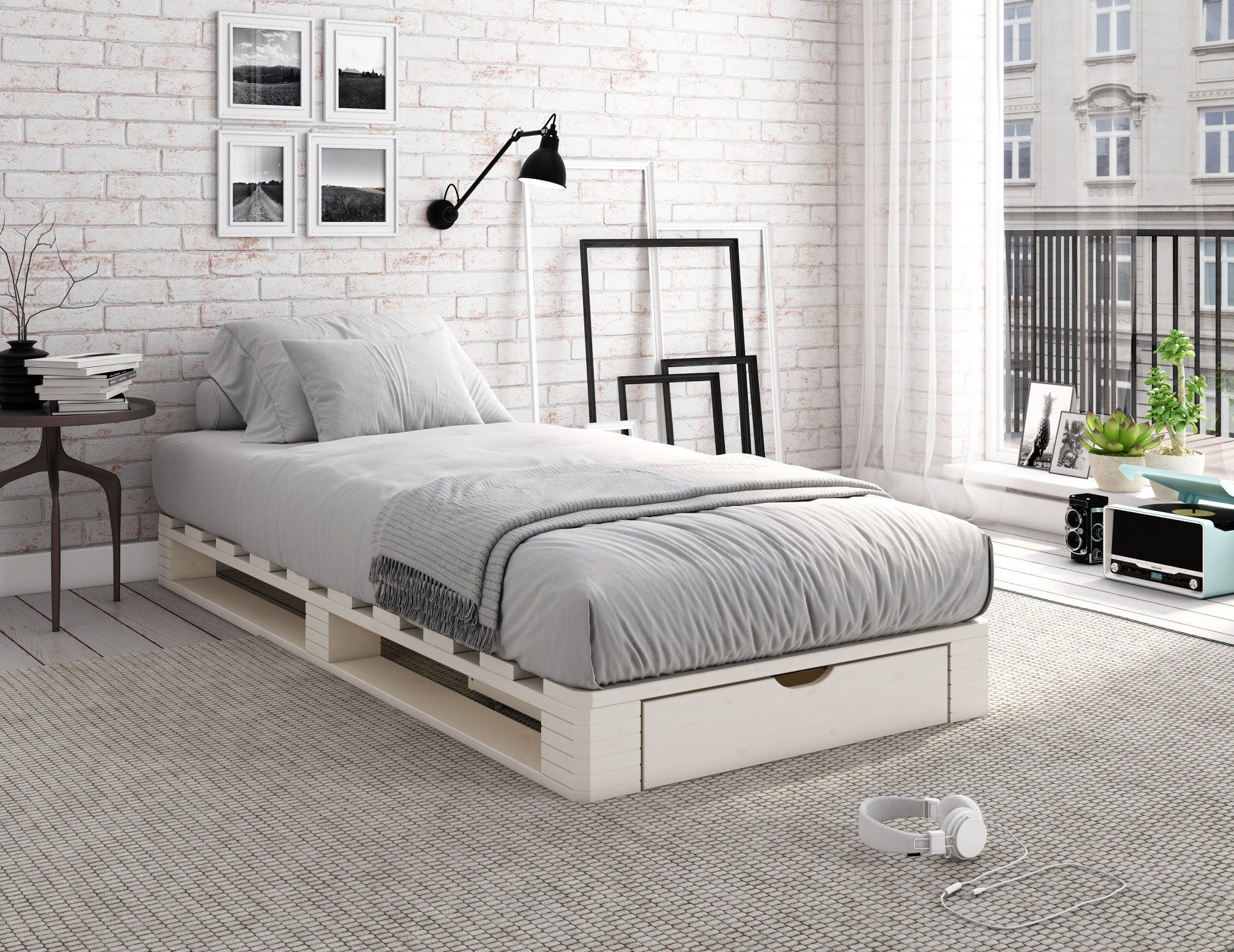 OTTO home Palettenbett "ALASCO " Mit Schublade, zertifiziertes Massivholz, erweiterbar zum Doppel- oder Familienbett
